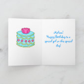 ターコイズ誕生日カードとターコイズケーキ カード (内部)