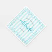 ターコイズ誕生日グリッタードットストライプモダン スタンダードランチョンナプキン (角)