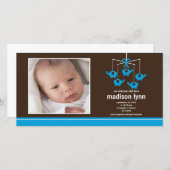 ターコイズ象ベビーガール誕生発表 案内状 (正面/裏面)