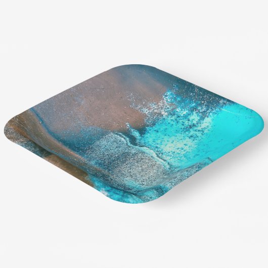 ターコイズ質感絵を描と錆抽象芸術 ペーパープレート (傾斜あり)