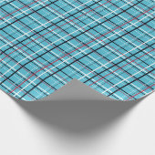 ターコイズ赤と黒の格子縞 ラッピングペーパー (角)