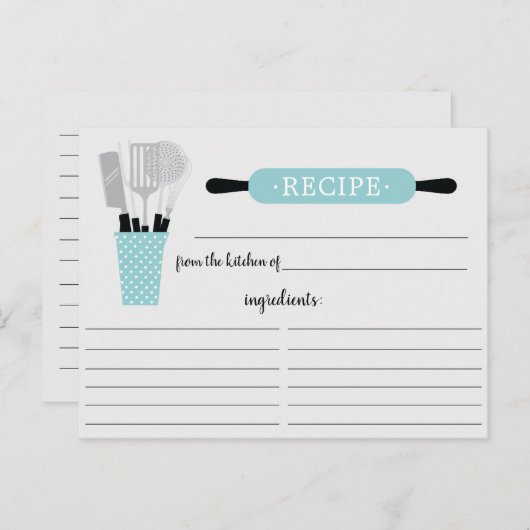 ターコイズ転がのピンキッチンツールレシピカード ポストカード (正面/裏面)