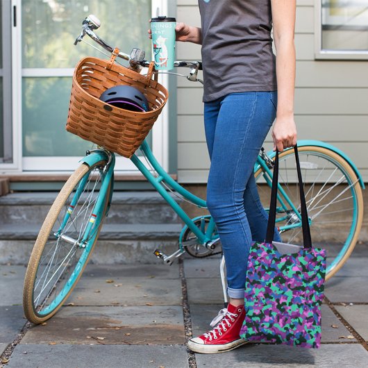 ターコイズ迷彩柄パターン トートバッグ