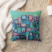 ターコイズ都市 クッション (ブランケット)