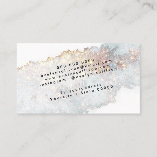 ターコイズ金ゴールドきらめく水彩名刺 名刺 (裏面)
