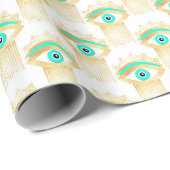 ターコイズ金ゴールドとブルーサードアイ ラッピングペーパー (ロールコーナー)