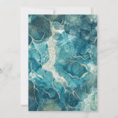 ターコイズ金ゴールドアガモダンテ結婚ート 招待状 (裏面)