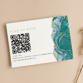 ターコイズ金ゴールドアゲモダンート結婚のQRコード 出欠カード