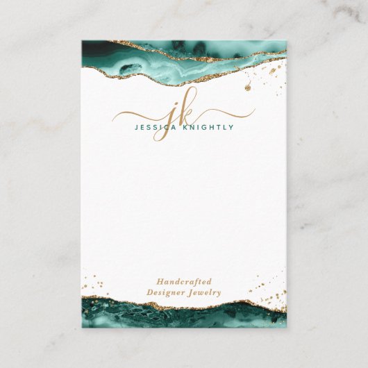 ターコイズ金ゴールドグリッターゲートジュエリー表示 名刺 (正面)