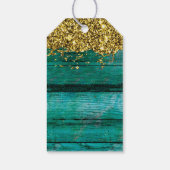 ターコイズ金ゴールドグリッタースパークルガーリー誕生日 ギフトタグ (裏面)