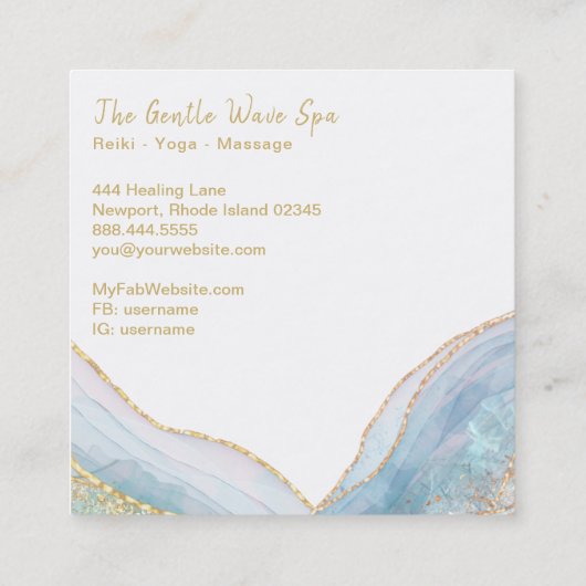 *~*ターコイズ金ゴールドグリッター名刺 スクエア名刺 (裏面)