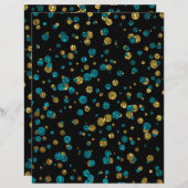 ターコイズ金ゴールドグリッター紙吹雪スクラップブック紙 (正面/裏面)