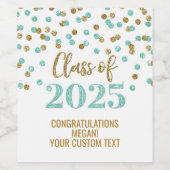 ターコイズ金ゴールドグリッター2025年卒業 ワインラベル (シングルラベル)