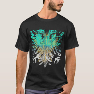 ターコイズ金ゴールドグリフィンオンブラック Tシャツ