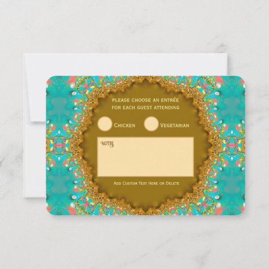 ターコイズ金ゴールドサテンレース 出欠カード (裏面)