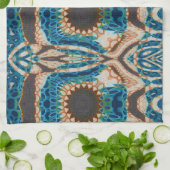 ターコイズ金ゴールドサンサウスウエストアート キッチンタオル (折り畳み)