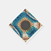ターコイズ金ゴールドサンサウスウエストアート スタンダードカクテルナプキン (角)