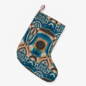 ターコイズ金ゴールドサンサウスウエストアート スモールクリスマスストッキング (正面 (吊り時))