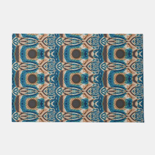 ターコイズ金ゴールドサンサウスウエストアート ドアマット (正面)