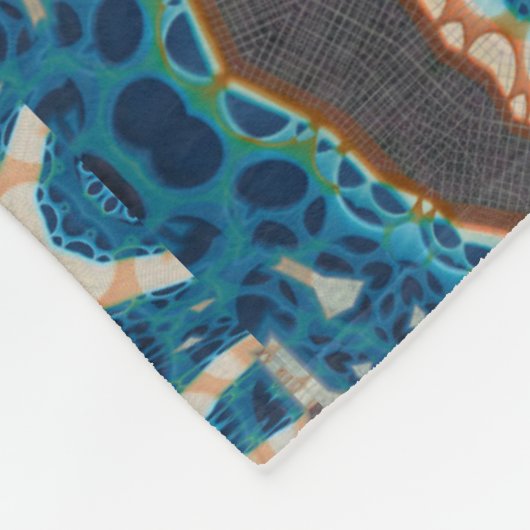 ターコイズ金ゴールドサンサウスウエストアート フリースブランケット (角)