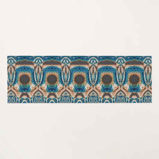 ターコイズ金ゴールドサンサウスウエストアート ヨガマット (裏面(横))