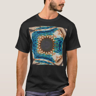 ターコイズ金ゴールドサンサウスウエストアート Tシャツ