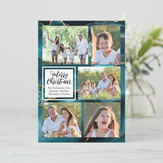 ターコイズ金ゴールドスワールゲート5 – 写真メリークリスマス 招待状 (スタンド正面)