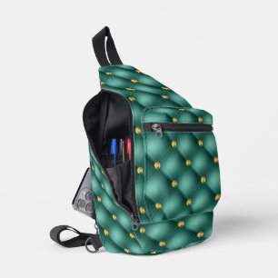 ターコイズ金ゴールドダイヤモンドタフテッドジェムストーン スリングバッグ