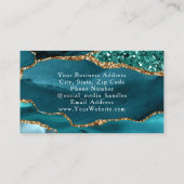 ターコイズ金ゴールドティール（緑がかった色）グリッターアゲーユニークトはっきりしたグラム 名刺 (裏面)