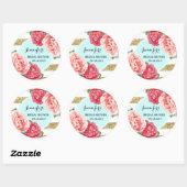 ターコイズ金ゴールドピンクフローラブライダルシャワーメッセージカード ラウンドシール (シート)