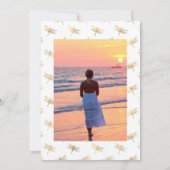 ターコイズ金ゴールドフローラお祝い 招待状 (裏面)