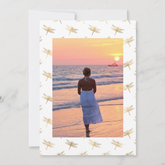 ターコイズ金ゴールドフローラお祝い 招待状 (裏面)