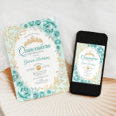 ターコイズ金ゴールドフローラキンセアニェラ 招待状