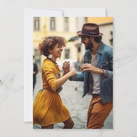 ターコイズ金ゴールドフローラ写真の結婚式の日付を保存 招待状 (裏面)