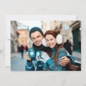 ターコイズ金ゴールドフローラ写真の結婚式の日付を保存 招待状 (裏面)