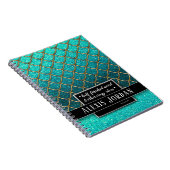 ターコイズ金ゴールドブラックグラデーショングリッターマーメイド海 ノートブック (右側)