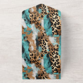 ターコイズ金ゴールドブラックヒョウ オールインワン招待状 (外側)