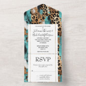 ターコイズ金ゴールドブラックヒョウ オールインワン招待状 (内側)