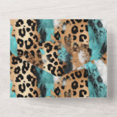 ターコイズ金ゴールドブラックヒョウ オールインワン招待状 (裏面)