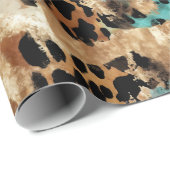 ターコイズ金ゴールドブラックヒョウ ラッピングペーパー (ロールコーナー)