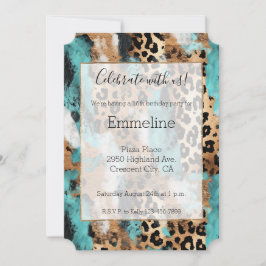 ターコイズ金ゴールドブラックヒョウ 招待状