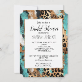 ターコイズ金ゴールドブラックヒョウ 招待状