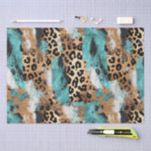 ターコイズ金ゴールドブラックヒョウ 薄葉紙 (クラフト)
