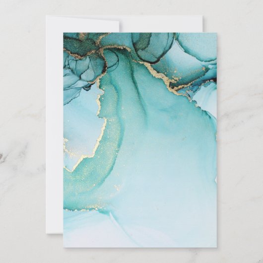 ターコイズ金ゴールドブラックムーディ結婚ーズ 招待状 (裏面)