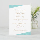 ターコイズ金ゴールドホワイトグレーストライプの微妙な結婚 招待状 (スタンド正面)