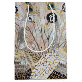 ターコイズ金ゴールドホワイトピーコック ミディアムペーパーバッグ (正面)