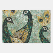 ターコイズ金ゴールドホワイトピーコック ラッピングペーパーシート (正面3)