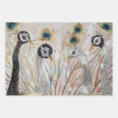 ターコイズ金ゴールドホワイトピーコック ラッピングペーパーシート (正面)