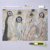 ターコイズ金ゴールドホワイトピーコック 薄葉紙 (クラフト)