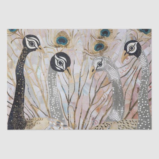 ターコイズ金ゴールドホワイトピーコック 薄葉紙 (正面)